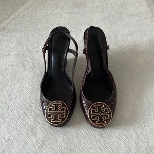 Tory Burch Sling-back, Brown croc, Size 5 1/2